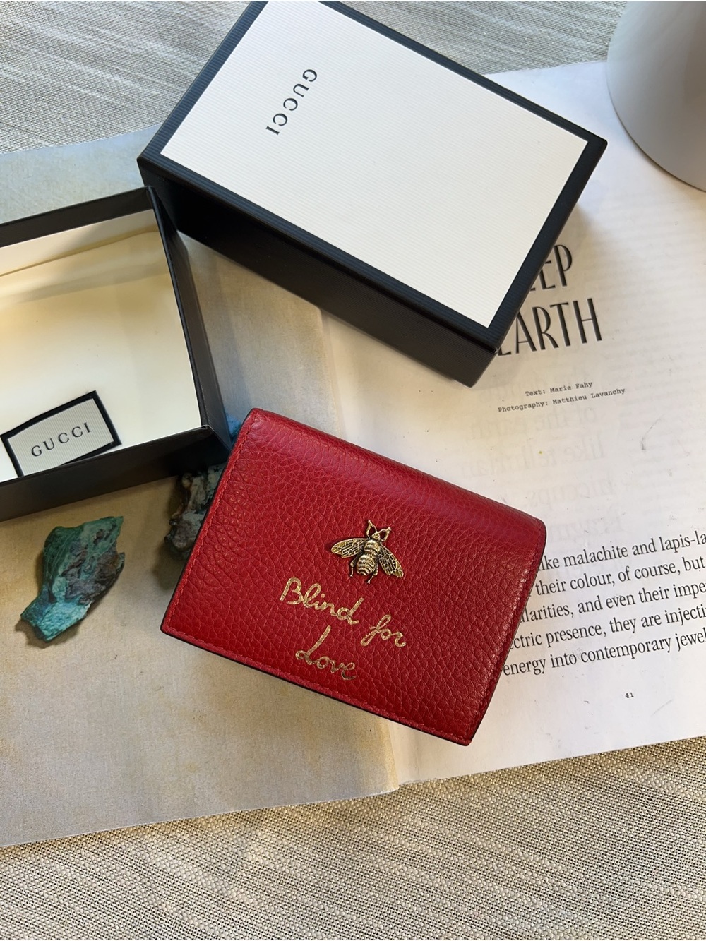 Gucci Animalier Bee Accent Compact Wallet
